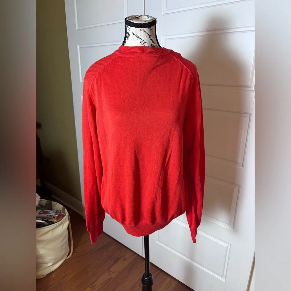 Psycho Bunny Mens Rouge Red Pima Cotton V-Neck Sweater 26SW36 Small